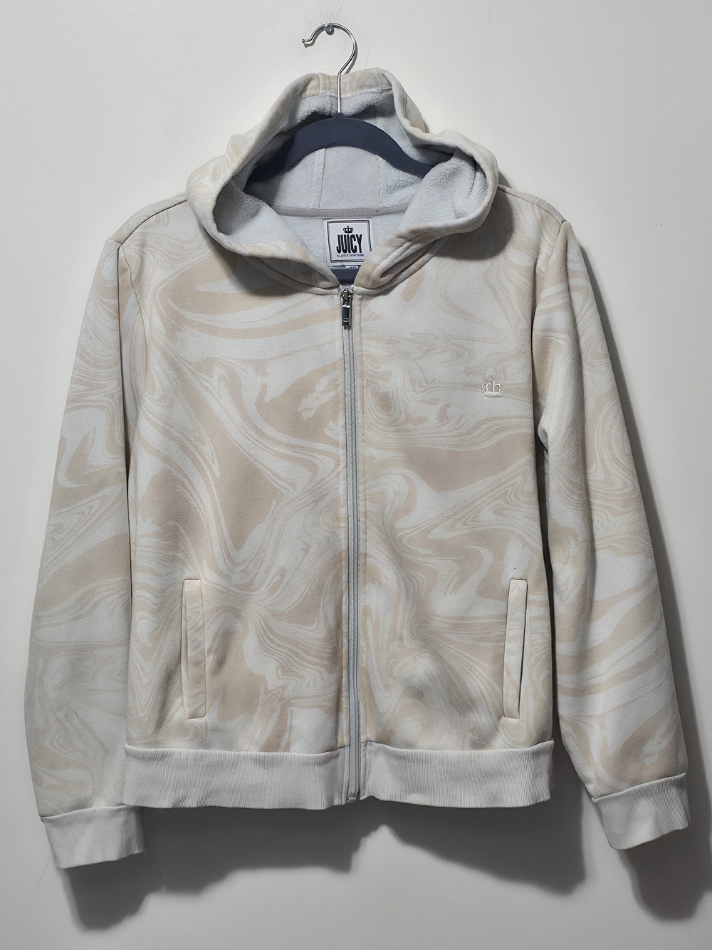 Juicy Couture Beige & Cream Marble Zip Hoodie